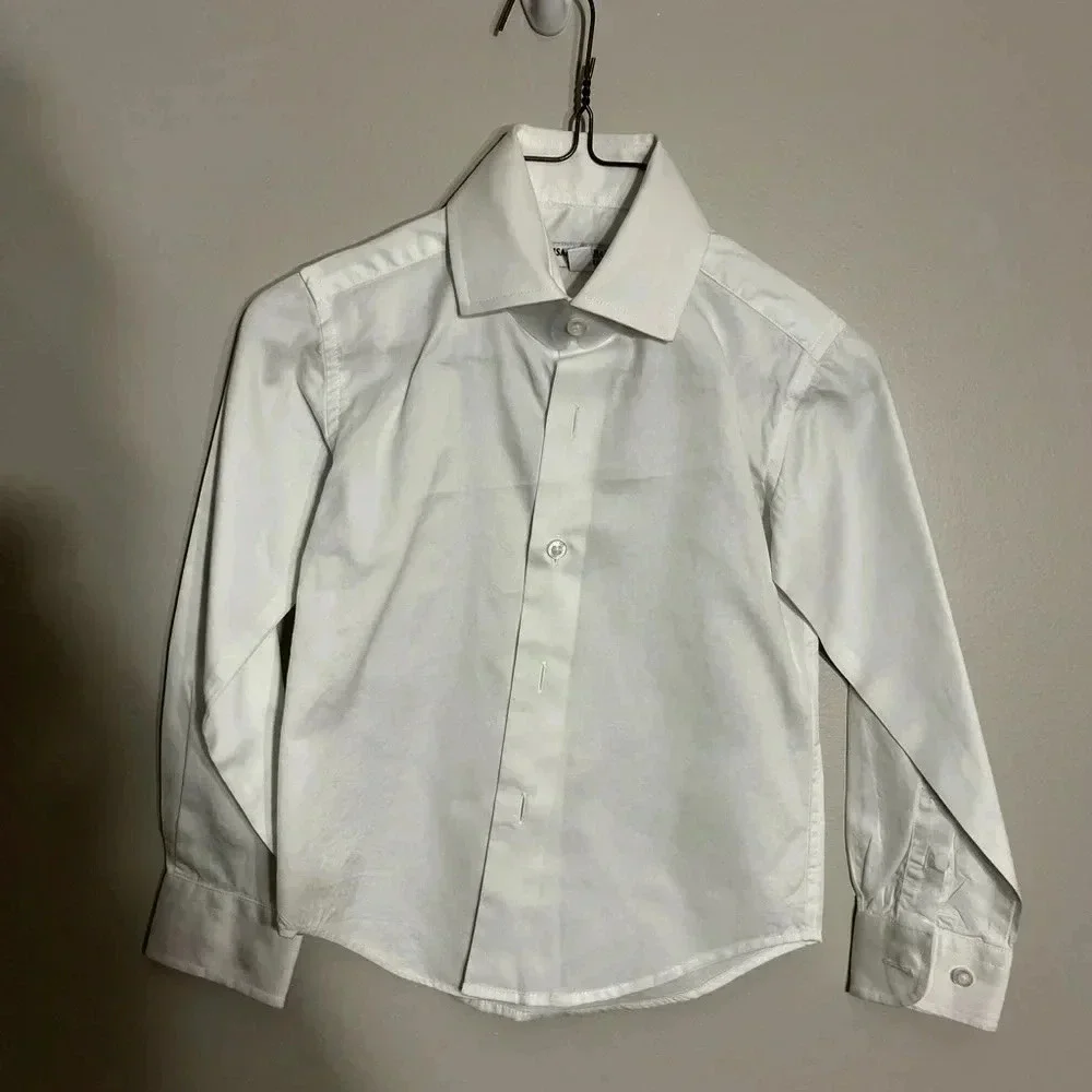 Boys Isaac Mizrahi white shirt and black suit pants set size 2‎
